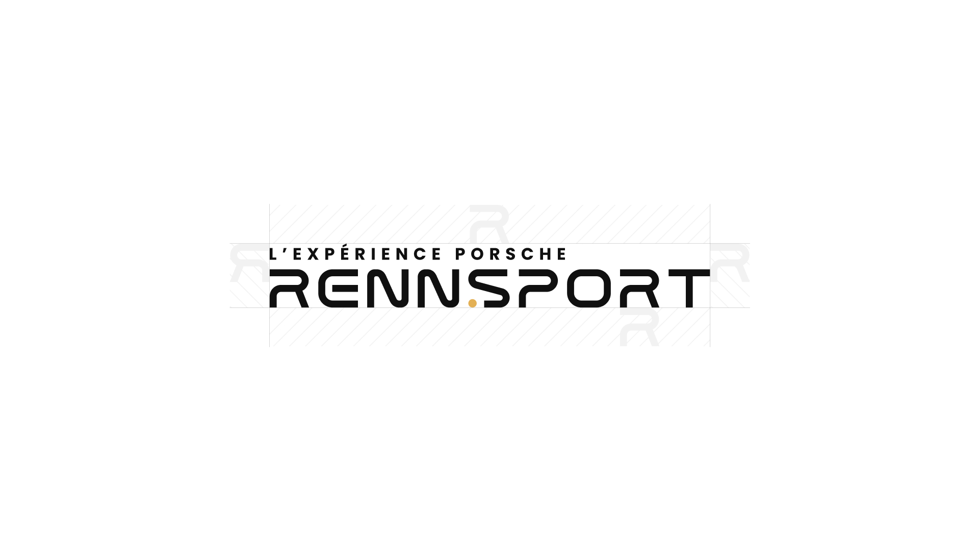 Construction du logotype Rennsport, identité visuelle créée par Pois Chiche Design à Lorient pour l’expérience Porsche.