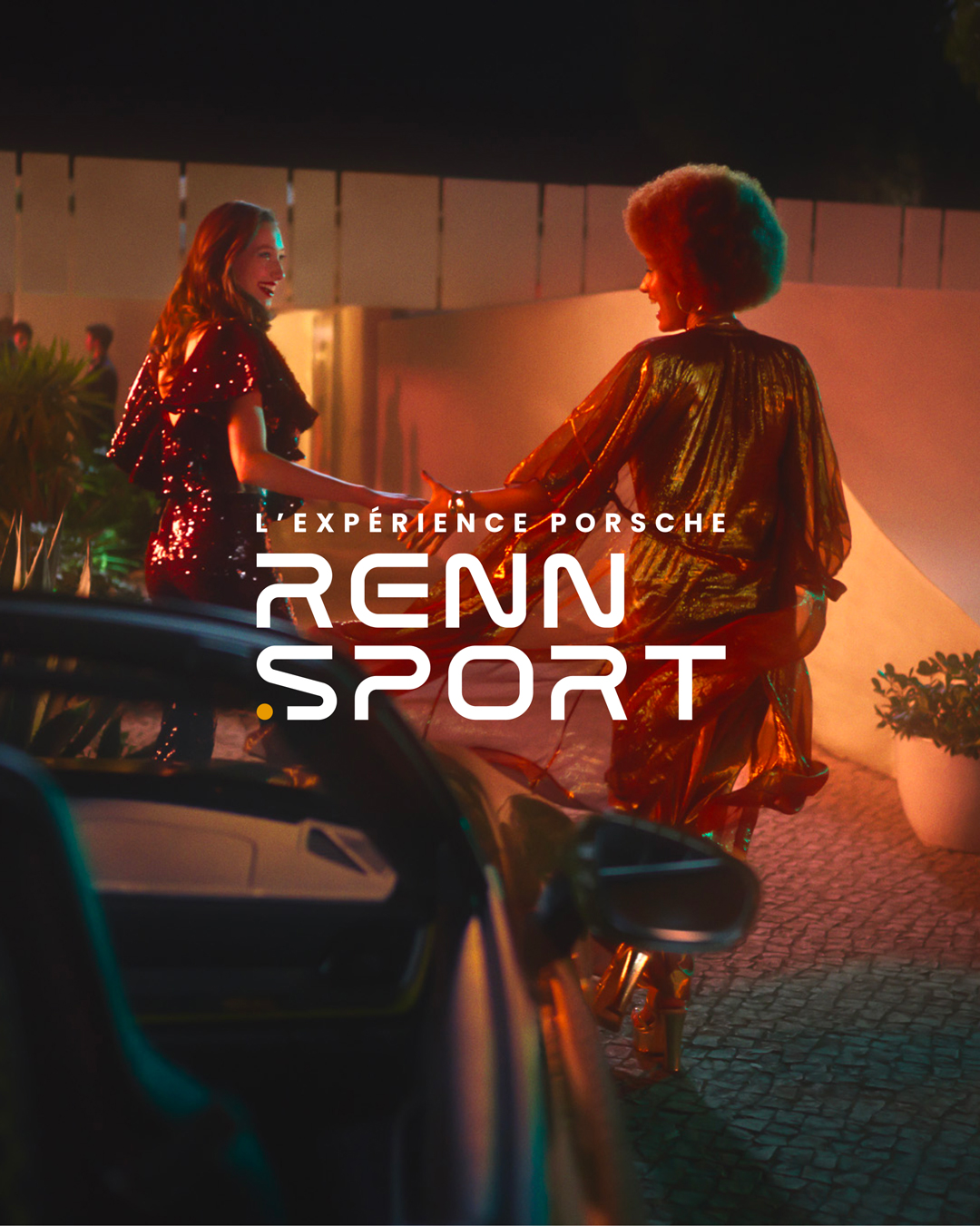 Scène lifestyle du projet Rennsport, direction artistique et production visuelle par Pois Chiche Design à Lorient pour l’expérience Porsche.