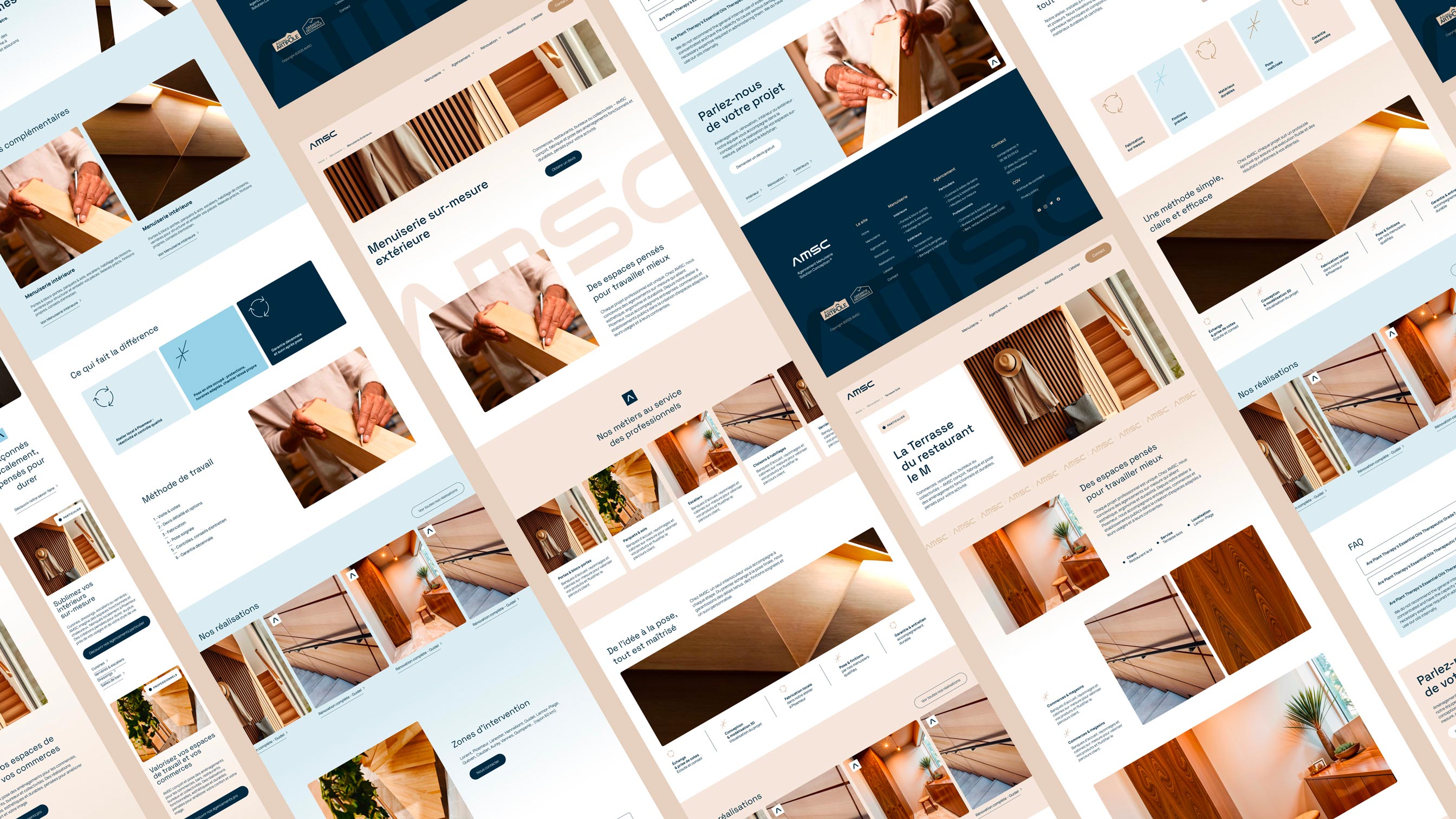 Maquettes du site web AMSC — conception graphique et direction artistique par Pois Chiche Design à Lorient.