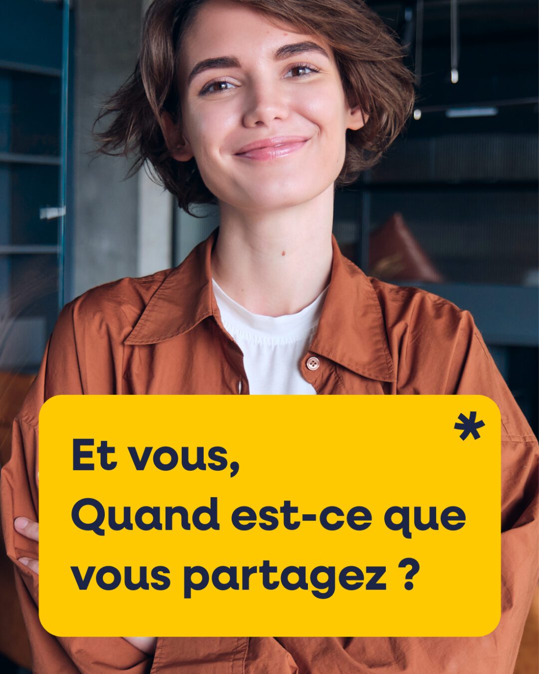 Visuel de communication Vénétis — message « Et vous, quand est-ce que vous partagez ? » illustrant la campagne créée par Pois Chiche Design à Lorient.