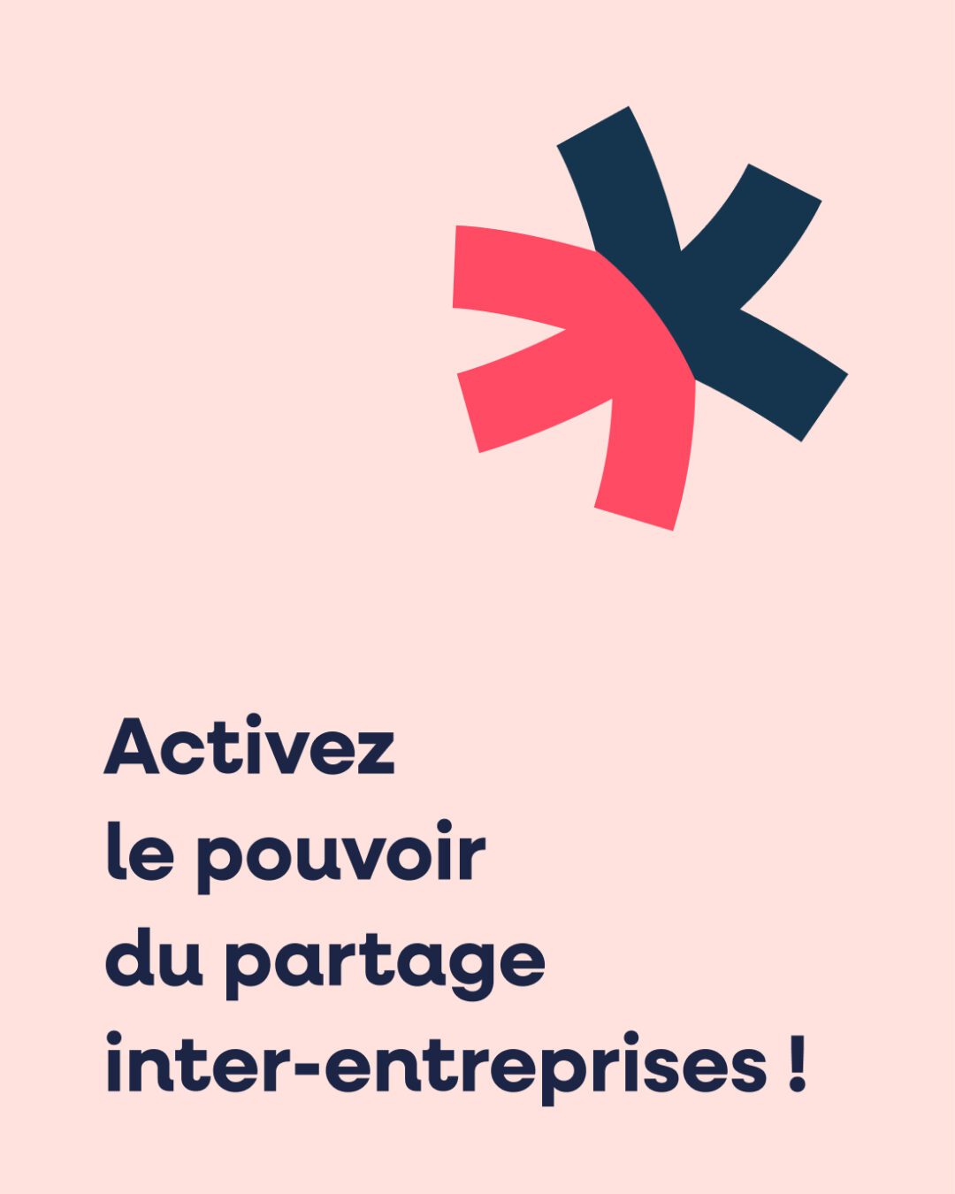 Visuel de communication Vénétis — message « Activez le pouvoir du partage inter-entreprises ! » illustrant la nouvelle identité visuelle conçue par Pois Chiche Design à Lorient.