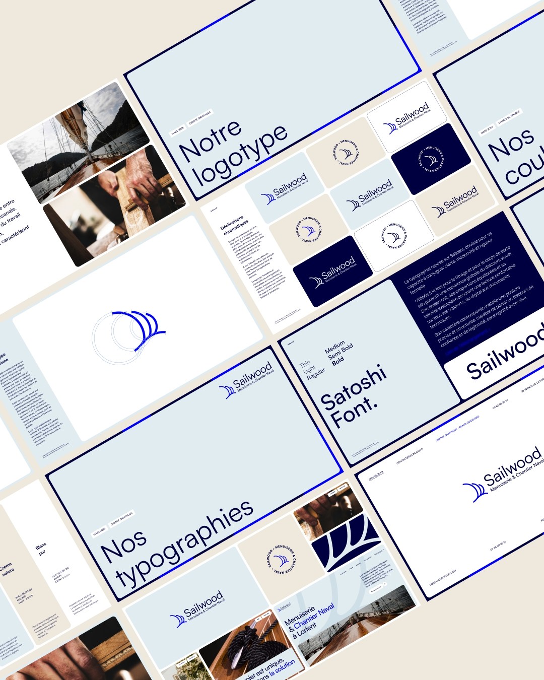 Brand guidelines Sailwood identité visuelle logotype typographie et palette