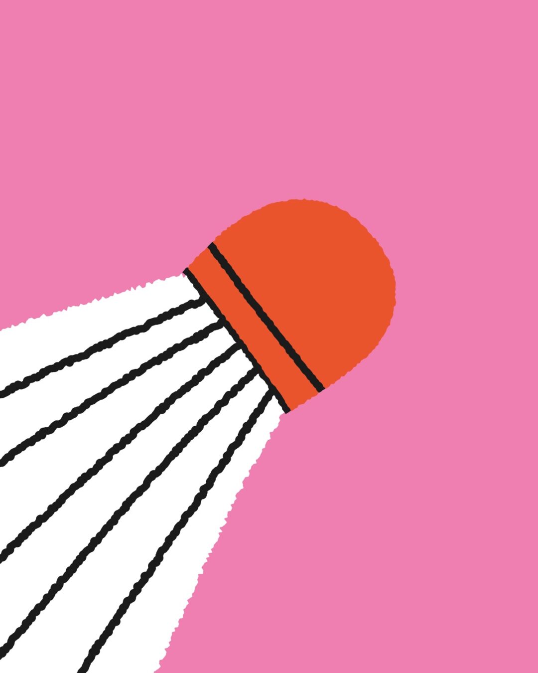 Illustration d’un volant de badminton orange sur fond rose pour le Forum de la vie associative de Vannes